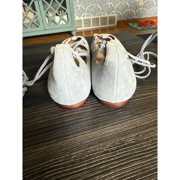 Coach Justine Ice Blue Suede Flat Lace Up Ankle Flats Sz. 9 - Picture 4 of 8